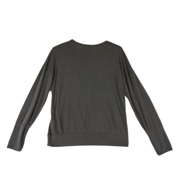 PEYTON JENSEN Women's M Soft Model Blend Keyhole V-Neck Black Top, Made in USA - Picture 6 of 6